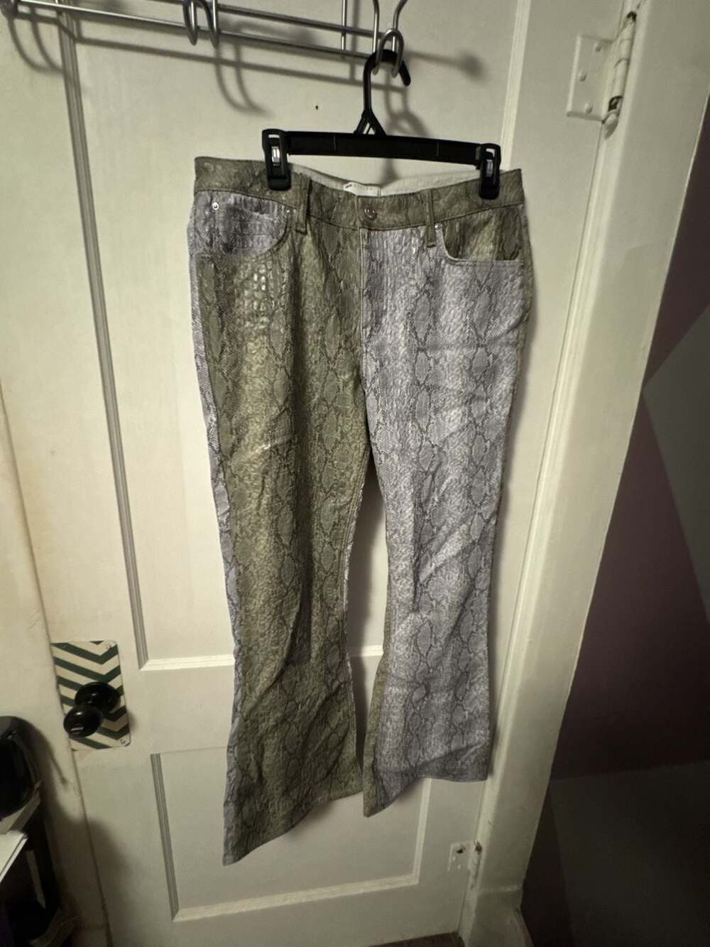 ASOS DESIGN Split Leg Snake and Crocodile Print Faux Leather Pants Size W34 L30